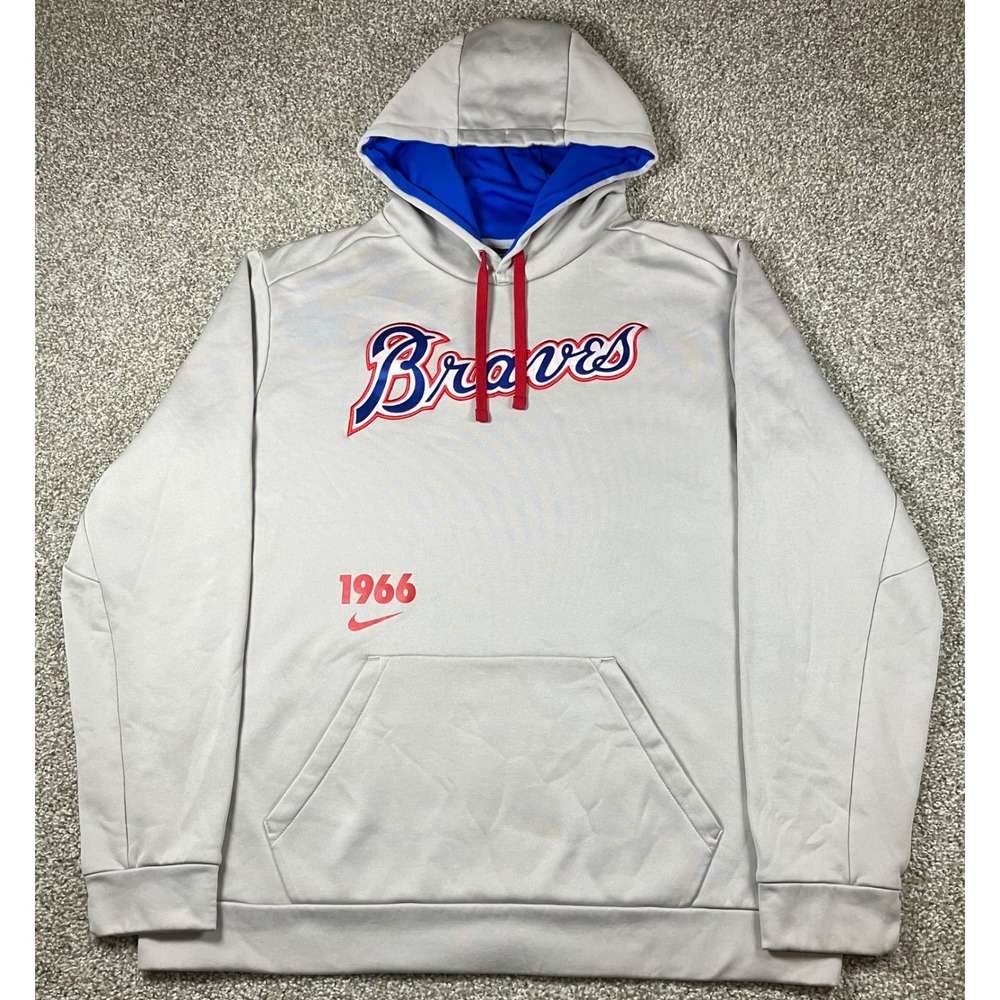 Nike Atlanta Braves Cooperstown Collection 1966 Therma-FIT Hoodie Mens XL Grey